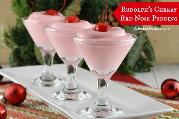 Rudolph's Cherry Red Nose Pudding. A delicious pudding recipe that is great any time of year! Make ahead as pudding shots, or serve as a dessert. This amazing  pudding recipe is best reserved for adults.