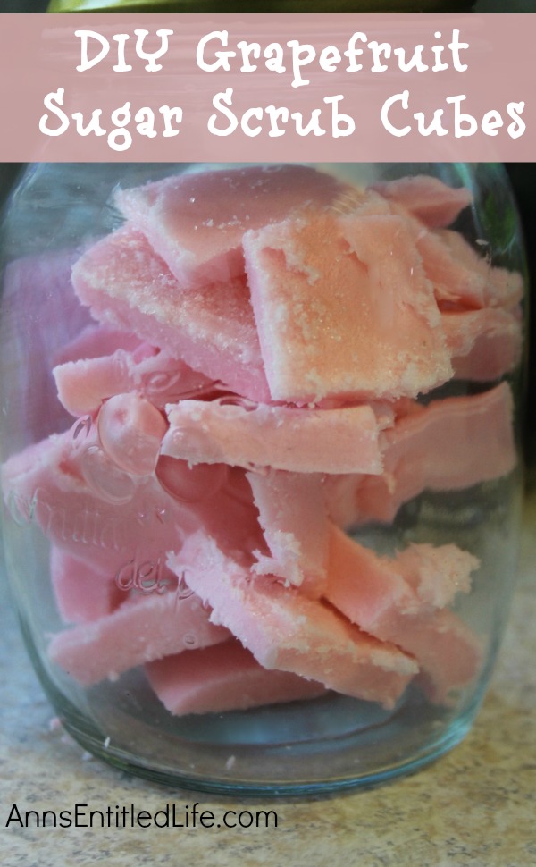 These DIY Grapefruit Sugar Scrub Cubes smell wonderful! These Grapefruit Sugar Scrub Cubes have exfoliating properties due to the sugar, and as an added bonus are a great cleanser.  Sugar scrubs are a very popular do it yourself beauty product. Make these sugar scrub cubes as wonderful treat for your own skin care, or dress these DIY Grapefruit Sugar Scrub Cubes up with a bow to give as a gift!