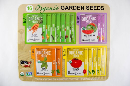 Certified Organic, Heirloom, Non-GMO Garden Seeds (16 varieties)