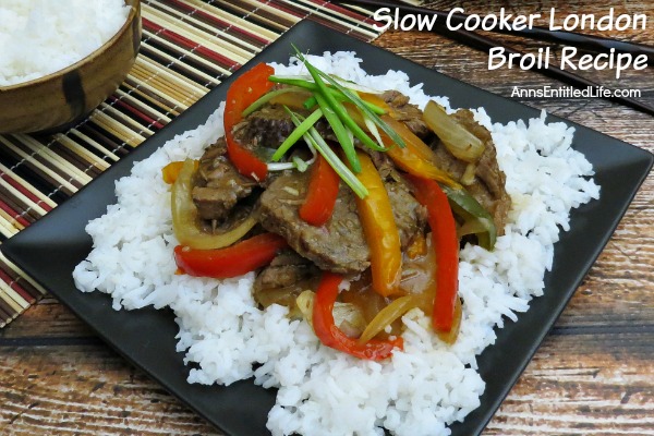 Slow Cooker London Broil Recipe. Take an inexpensive cut of London Broil to new heights with this delicious slow cooker recipe. Tender and tasty slices of beef, beautifully done vegetable in a savory broth served over rice makes for one satisfying family dinner. Try this Slow Cooker London Broil Recipe!