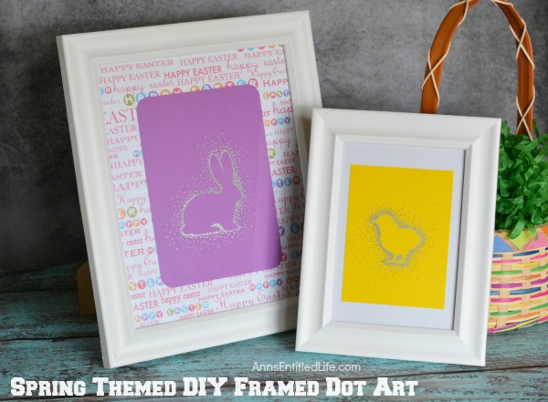Spring Themed DIY Framed Dot Art. This super cute spring themed dot art is very easy to do. Adults and older children will be thrilled with the outcome of an hour long art project.  Use this art project for Easter decor, spring decor, or to give away as a gift.
