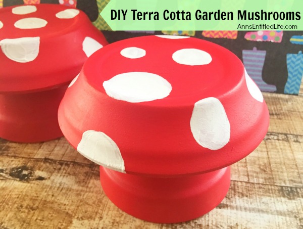 DIY Terra Cotta Garden Mushrooms. Make your own cute garden decor simply and inexpensively! Here's an easy step by step tutorial on how to make these DIY Terra Cotta Garden Mushrooms to brighten up and add a touch of whimsy your gardens.