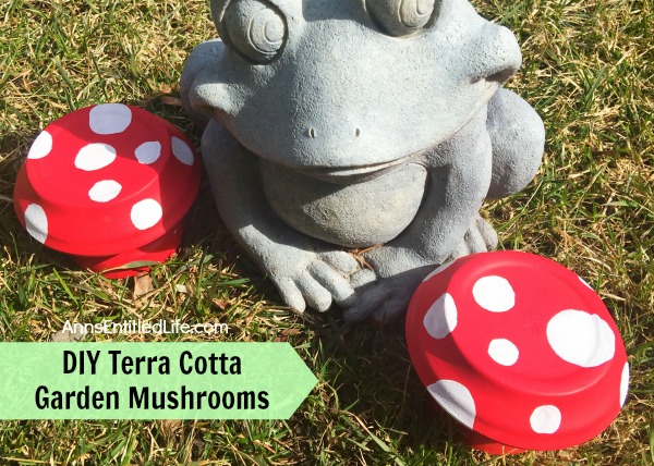 DIY Terra Cotta Garden Mushrooms. Make your own cute garden decor simply and inexpensively! Here's an easy step by step tutorial on how to make these DIY Terra Cotta Garden Mushrooms to brighten up and add a touch of whimsy your gardens.