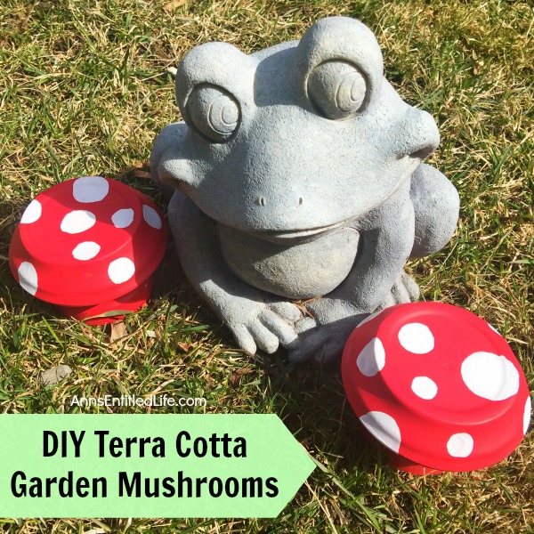 DIY Terra Cotta Garden Mushrooms. Make your own cute garden decor simply and inexpensively! Here's an easy step by step tutorial on how to make these DIY Terra Cotta Garden Mushrooms to brighten up and add a touch of whimsy your gardens.