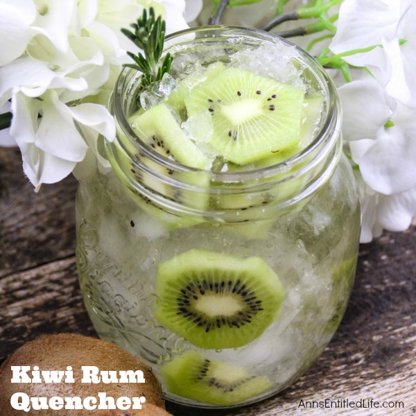 Kiwi Rum Quencher. This sweet, fun and delicious cocktail is a wonderful party quencher. Whether sipping drinks by the pool, having cocktails with friends, or trying something new at a celebration, this fabulous Kiwi Rum Quencher will have everyone asking for more.