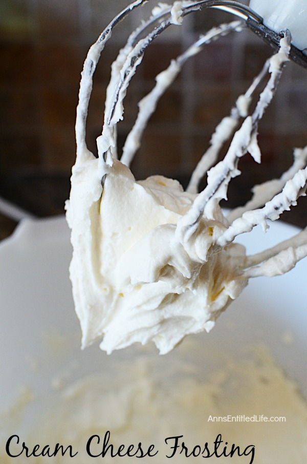 Cream cheese frosting on an electric beater