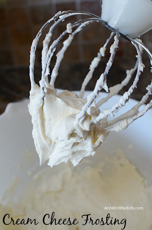 Cream cheese frosting on an electric beater