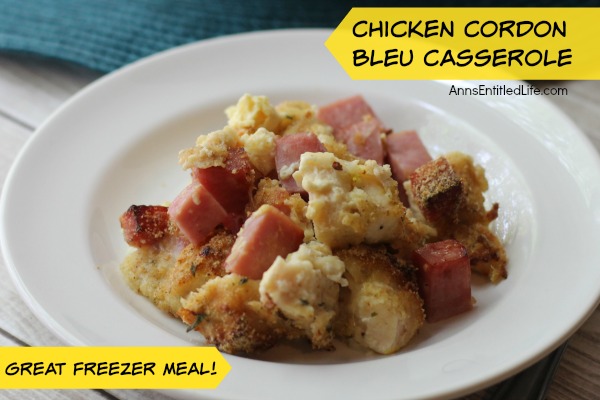 Chicken Cordon Bleu Casserole Recipe. A favorite classic dish turned into easy to toss together casserole. This Chicken Cordon Bleu Casserole gives you all of the flavors of the traditional dish in an easy to make and serve style that screams comfort food. Make and serve or store as a freezer meal for later. The whole family will enjoy this wonderful Chicken Cordon Bleu Casserole Recipe.
