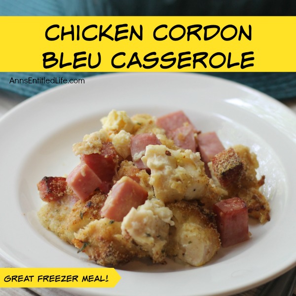 Chicken Cordon Bleu Casserole Recipe. A favorite classic dish turned into easy to toss together casserole. This Chicken Cordon Bleu Casserole gives you all of the flavors of the traditional dish in an easy to make and serve style that screams comfort food. Make and serve or store as a freezer meal for later. The whole family will enjoy this wonderful Chicken Cordon Bleu Casserole Recipe.