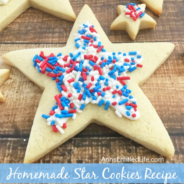 Homemade Star Cookies Recipe. A fun and festive star cookie treat, perfect for summer picnics, Independence Day celebrations and more! This delicious vanilla dough and accompanying vanilla frosting recipe will have your friends and family gobbling up these tasty Homemade Star Cookies!