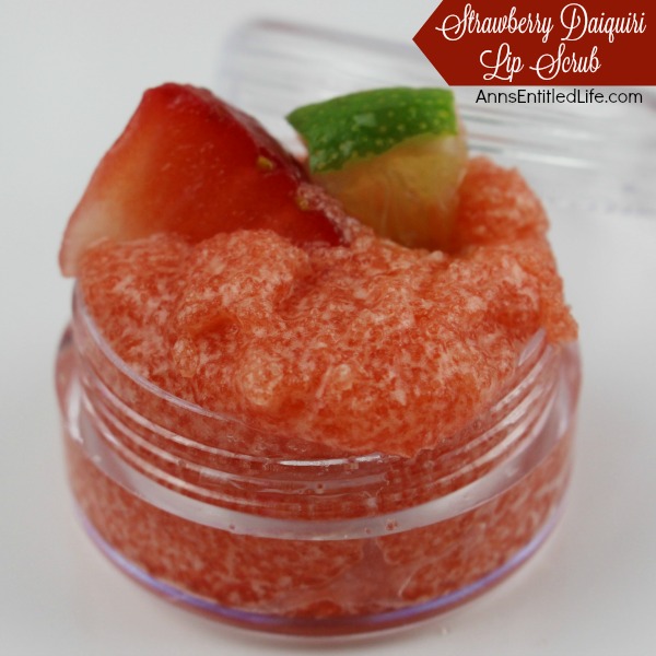 Strawberry Daiquiri Lip Scrub. Have dry, chapped lips? Exfoliate your lips with your own, homemade lip scrub. Try this fun, flavored Strawberry Daiquiri Lip Scrub recipe! You can easily, and inexpensively, make your own Strawberry Daiquiri Lip Scrub by following these simple step by step instructions.