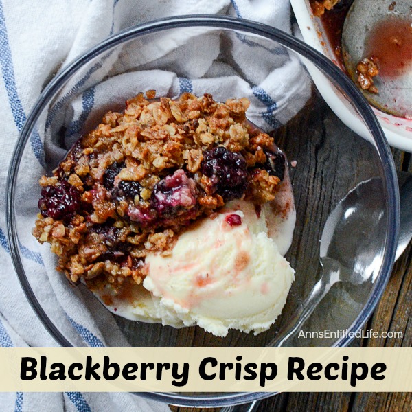 Blackberry Crisp Recipe. An easy to make, delicious dessert made with fresh blackberry. Your family will be asking for seconds of this wonderful blackberry crisp treat.