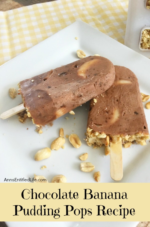 Chocolate Banana Pudding Pops Recipe. These frozen chocolate banana pudding pops are a delicious, luscious, simply fabulous treats on a hot summer day. Easy to make, these wonderful frozen refreshments will hit the right cool spot as an afternoon snack, dessert or outside sweet after backyard play.