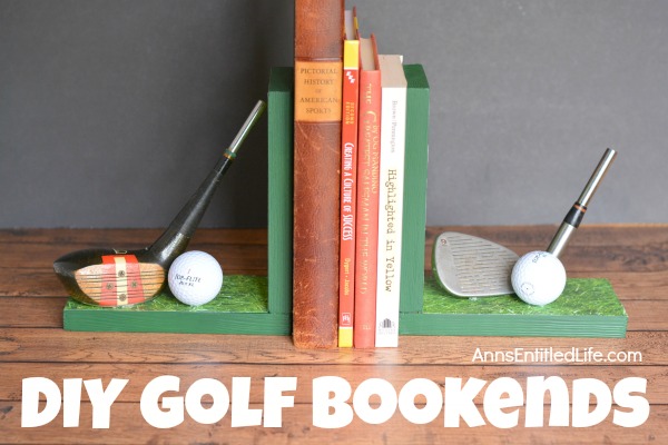 DIY Golf Bookends. This fun and charming bookend project is a great craft for a golfer. Whether you are making these delightful bookends to give away, or to add a touch of charm to adorn your own table top or bookshelf, these wonderful DIY Golf Bookends will add style and a sense of whimsy to any home decor.