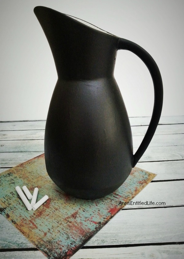 Upcycled Pitcher with Chalkboard Paint. Upcycle old ceramic pitchers, jars, vases and more with chalkboard paint for fun, and versatile decor! This easy step by step tutorial will show you how to make fabulous upcycled art with chalkboard paint very inexpensively.