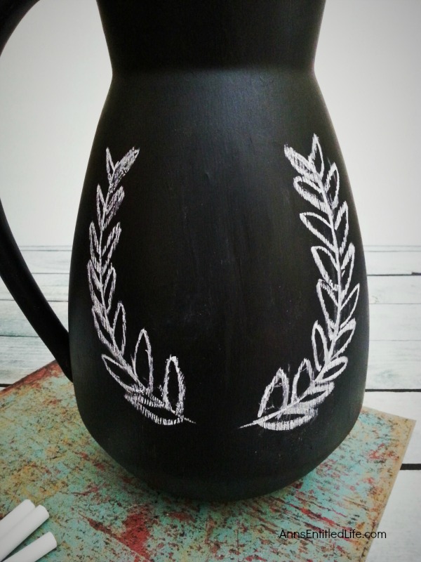 Upcycled Pitcher with Chalkboard Paint. Upcycle old ceramic pitchers, jars, vases and more with chalkboard paint for fun, and versatile decor! This easy step by step tutorial will show you how to make fabulous upcycled art with chalkboard paint very inexpensively.