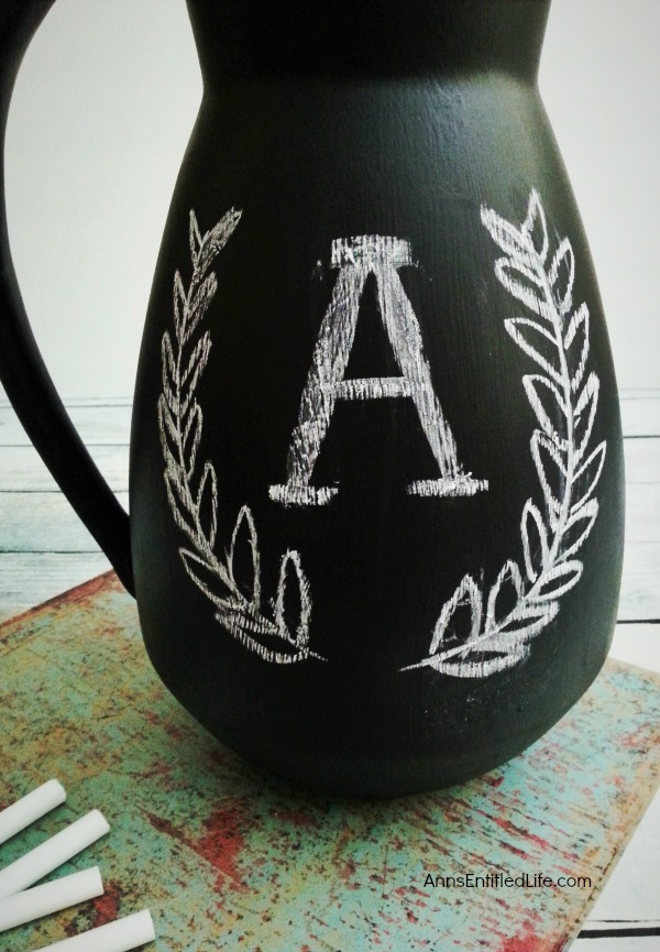 Upcycled Pitcher with Chalkboard Paint. Upcycle old ceramic pitchers, jars, vases and more with chalkboard paint for fun, and versatile decor! This easy step by step tutorial will show you how to make fabulous upcycled art with chalkboard paint very inexpensively.