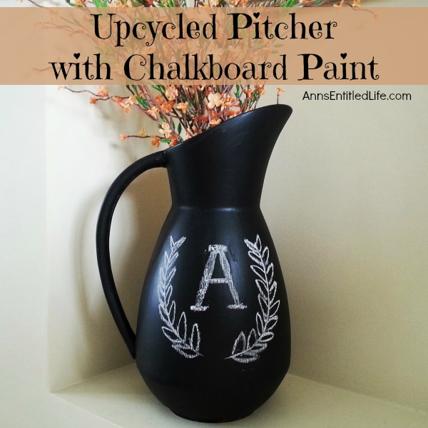 Upcycled Pitcher with Chalkboard Paint. Upcycle old ceramic pitchers, jars, vases and more with chalkboard paint for fun, and versatile decor! This easy step by step tutorial will show you how to make fabulous upcycled art with chalkboard paint very inexpensively.