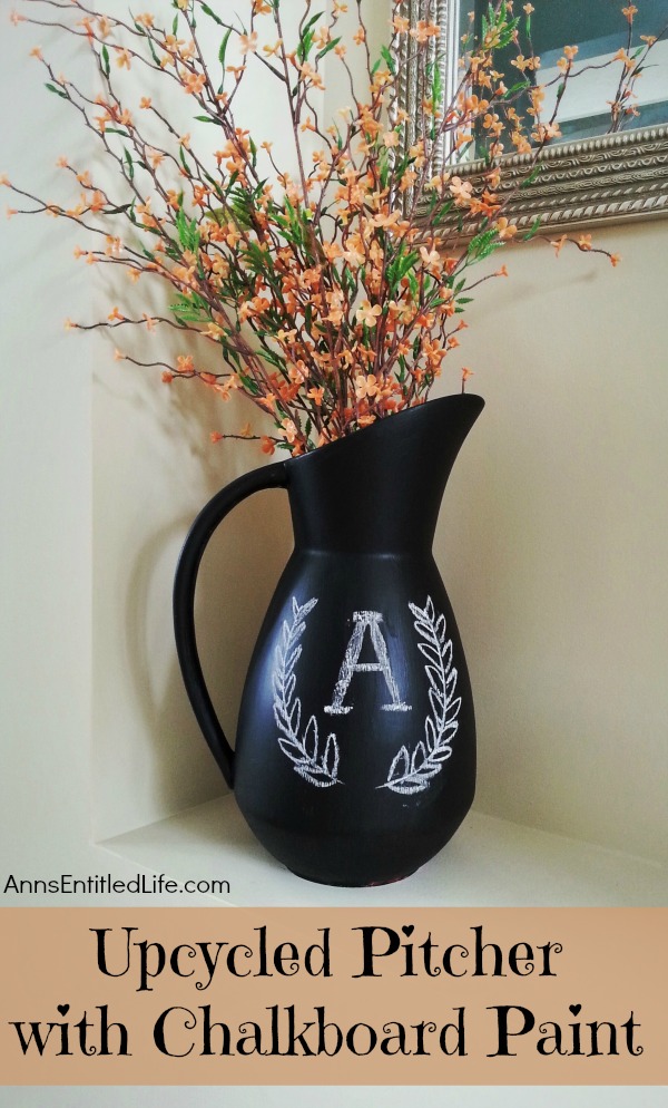 Upcycled Pitcher with Chalkboard Paint. Upcycle old ceramic pitchers, jars, vases and more with chalkboard paint for fun, and versatile decor! This easy step by step tutorial will show you how to make fabulous upcycled art with chalkboard paint very inexpensively.