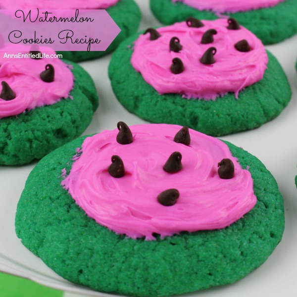 Watermelon Cookies Recipe. These adorable Watermelon cookies are so simple to make! Use a cake mix to make these delicious cookies that taste look and taste like a watermelon. These are a fun time summer cookie that your children, family and friends will love.