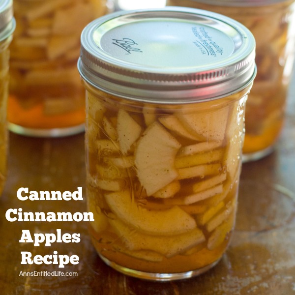 Canned Cinnamon Apples Recipe. Make your own cinnamon apples with this easy canned cinnamon apples recipe. Eaten as a snack, on top of ice cream, used to make a pie; the ideas are endless for these delicious cinnamon apples!