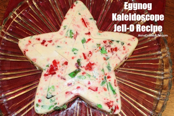 Eggnog Kaleidoscope Jello Recipe. An easy to make, festive Eggnog Kaleidoscope Jello Recipe is perfect for a holiday dinner dessert or side dish. This old-fashioned recipe dates back over 35 years! Your entire family will love it.