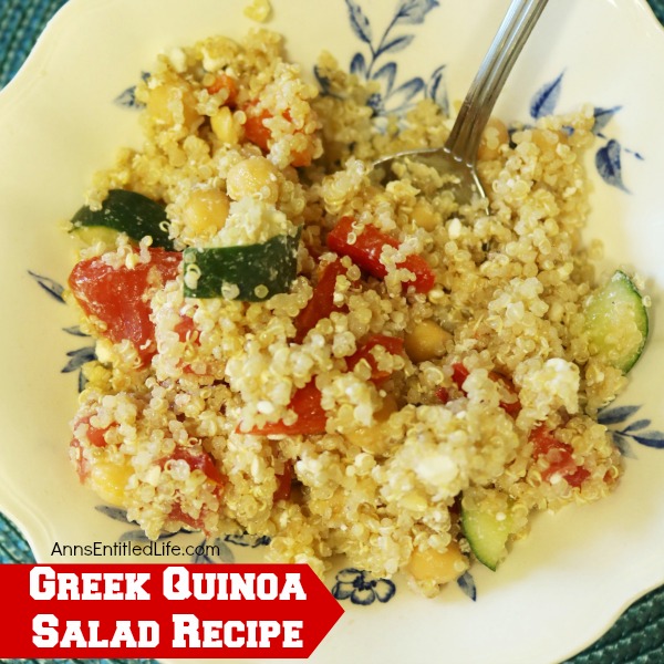 Greek Quinoa Salad Recipe. This easy to make, delicious Greek Quinoa Salad recipe is a wonderful lunch entree or great side dish. If you are looking for tasty quinoa recipe, try this Greek Quinoa Salad today!