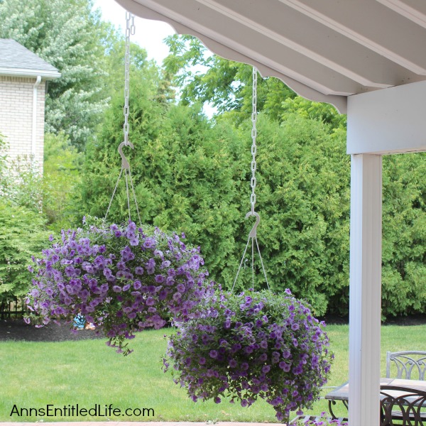 Cheap and Easy Hanging Plant Basket Hack. This unbelievably easy, inexpensive, hanging plant basket hack will change the way you look at your outdoor plants and decor. Easy watering access and the ability to stagger your plants for optimal visual enjoyment are just two of the benefits. This no rust, no fuss hack is so simple, you will wonder why you had not tried it before!