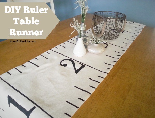 DIY Ruler Table Runner. Make your own Ruler Table Runner!  A fun decor craft for homeschoolers, back to school, teachers, and more! This cute and creative craft is simple to make, adds some whimsy to home decor and will look great on your kitchen table, dining room table or sideboard.