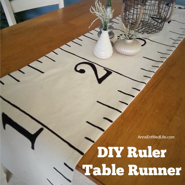 DIY Ruler Table Runner. Make your own Ruler Table Runner!  A fun decor craft for homeschoolers, back to school, teachers, and more! This cute and creative craft is simple to make, adds some whimsy to home decor and will look great on your kitchen table, dining room table or sideboard.