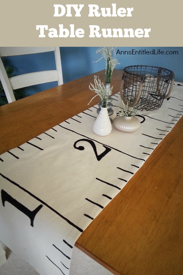 DIY Ruler Table Runner. Make your own Ruler Table Runner!  A fun decor craft for homeschoolers, back to school, teachers, and more! This cute and creative craft is simple to make, adds some whimsy to home decor and will look great on your kitchen table, dining room table or sideboard.