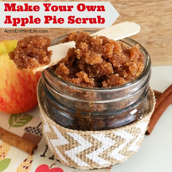 Apple Pie Scrub Recipe. Make your own apple pie scrub! This easy to make apple pie sugar scrub is a wonderful addition to your beauty regime. The warm, comforting scent of apple pie is simply delightful; your skin will feel and smell amazing!