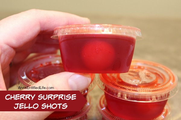 Cherry Surprise Jello Shots Recipe. This delightful cherry almond jello shot offers a nice little surprise in the middle. Simple to make, these Cherry Surprise Jello Shots are great for parties, tailgating, and more!