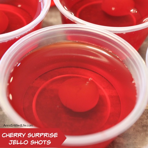 Cherry Surprise Jello Shots Recipe. This delightful cherry almond jello shot offers a nice little surprise in the middle. Simple to make, these Cherry Surprise Jello Shots are great for parties, tailgating, and more!