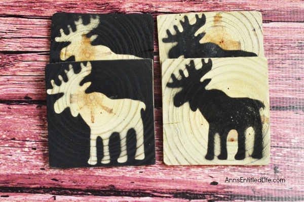 DIY Pine Moose Coasters. These DIY Pine Moose Coasters are cute and quite simple to make. This is a fantastic project to make using scrap wood, and can be finished very quickly. These easy to make Moose coasters are unique, and something fun for your rustic decor, a gift, or for use as holiday coasters!