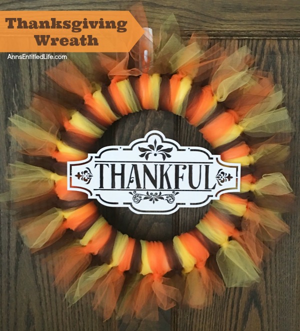Easy Thanksgiving Wreath DIY. Make this simple yet pretty and easy Thanksgiving Wreath DIY for the holidays. The colors and sentiment are completely customizable. In under an hour you can have festive Thanksgiving decor!