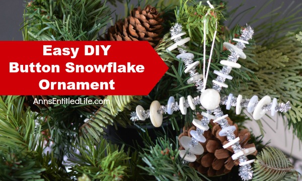 Easy DIY Button Snowflake Ornament. An Easy DIY Button Snowflake Ornament craft anyone can make. This is a simple Christmas tree ornament to add to your handmade collection. 