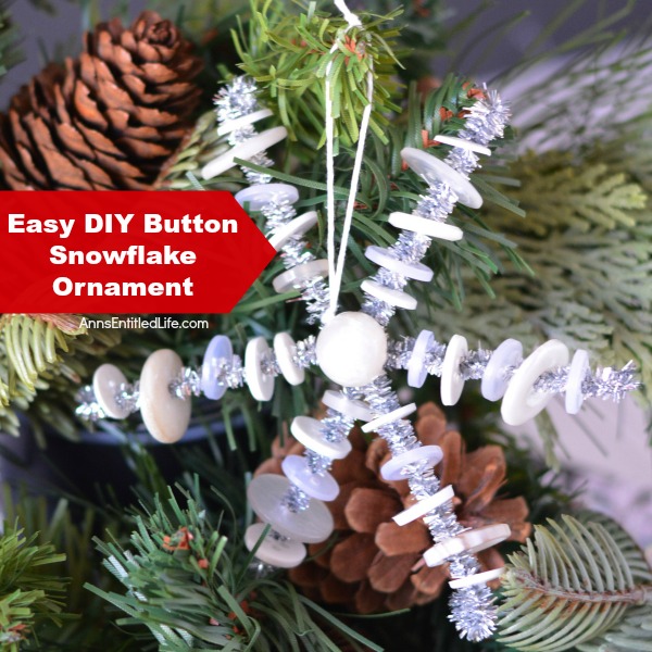 Easy DIY Button Snowflake Ornament. An Easy DIY Button Snowflake Ornament craft nearly anyone can make. This is a simple Christmas tree ornament to add to your handmade collection.