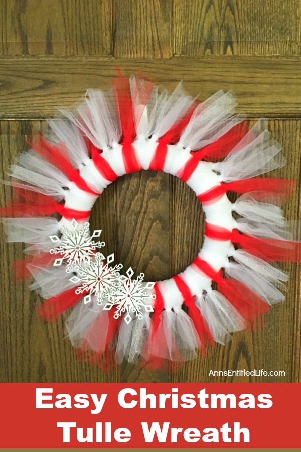 Easy Christmas Tulle Wreath. Update your holiday decor and make this Easy Christmas Tulle Wreath! Simple to make, this tulle wreath can be customized to any color to match your holiday decor.