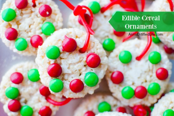 Edible Cereal Ornaments Recipe. Fun rice crispy cereal treats shaped like Christmas ornaments! These kid friendly, festive Edible Cereal Ornaments are easy to make and so delicious!