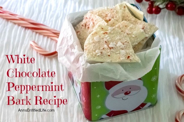 White Chocolate Peppermint Bark Recipe. Homemade holiday sweets do not get any easier to make than this White Chocolate Peppermint Bark! This refreshing peppermint bark is so good you will want to make a double batch. Give as a tasty holiday gift, or indulge in a special holiday candy yourself, this White Chocolate Peppermint Bark makes the holidays even sweeter.