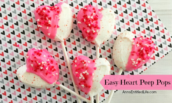 Easy Heart Peeps Pops Recipe. Dress up marshmallow Peeps hearts with holiday sprinkles and chocolate! These simple to make Peeps pops will be a big hit with friends and family this Valentine's Day. If you are looking for a simple to make Valentine Day candy treat, this is it.