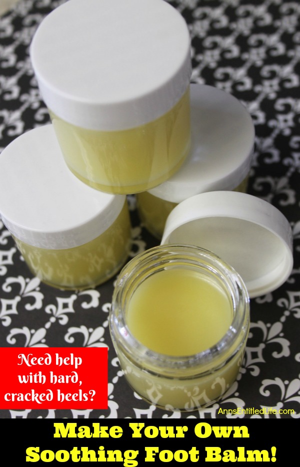 How to Make Your Own Soothing Foot Balm. Many of us get hardened feet and cracked heels from time to time. It is pretty safe to say all of us get tired, worn out feet at times. If you need help with hard, cracked heels and tired and sore feet, this foot balm may be just what you need. Try this lovely Soothing Foot Balm with Melaleuca and Peppermint Essential Oils!