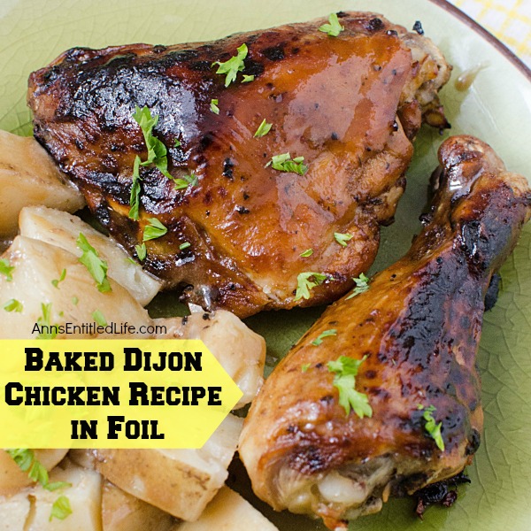 Baked Dijon Chicken Recipe in Foil. This Baked Dijon Chicken Recipe in foil is a delicious, easy to make chicken foil packet oven recipe. Juicy and tender, a hint of sweet mixed with a touch of salty makes for a wonderful flavor combination. Easy clean-up and fast prep are bonus features of this terrific foil meal!