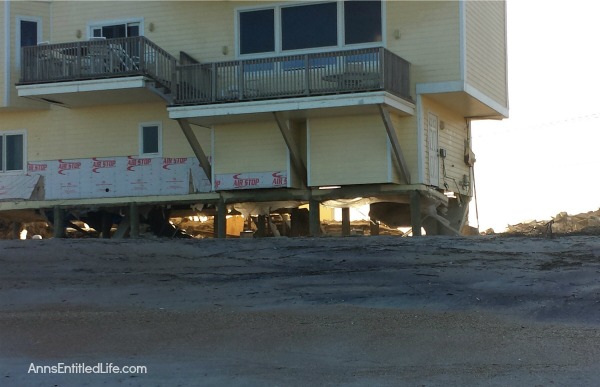 St Augustine, Florida. Life in Vilano beach, early 2017. Photos of A1A, Vilano beach; white sand, strong waves, and sunshine. Taken 3 and 4 months after Hurricane Matthew.