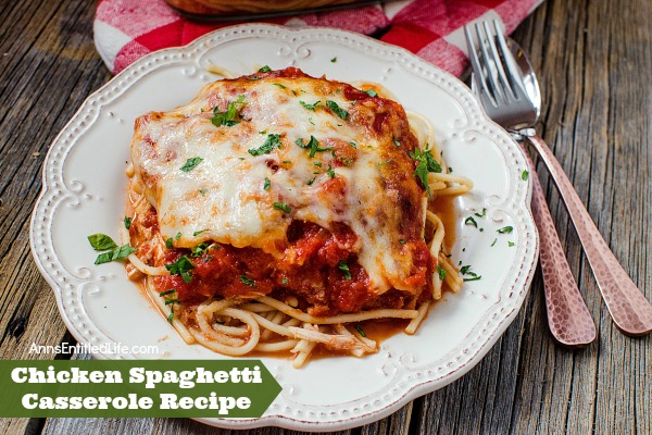 Chicken Spaghetti Casserole. This Chicken Spaghetti Casserole recipe is a wonderful supper dish your entire family will love. Whether you call it a pasta bake recipe, a chicken pasta bake or a chicken spaghetti casserole, just know this easy dinner recipe is destined to be a family favorite. Yum!