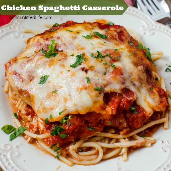 Chicken Spaghetti Casserole. This Chicken Spaghetti Casserole recipe is a wonderful supper dish your entire family will love. Whether you call it a pasta bake recipe, a chicken pasta bake or a chicken spaghetti casserole, just know this easy dinner recipe is destined to be a family favorite. Yum!