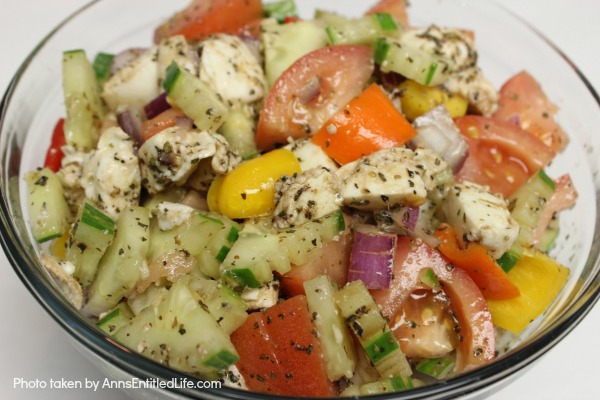 Four Color Caprese Salad Recipe. A lovely, crunchy, tasty take on a traditional Caprese Salad, this Four Color Caprese Salad Recipe is a wonderful side dish with seafood, chicken, pork and more! Simple to make, this Four Color Caprese Salad Recipe is loaded with fresh, crispy, delicious Florida vegetables. Yum!