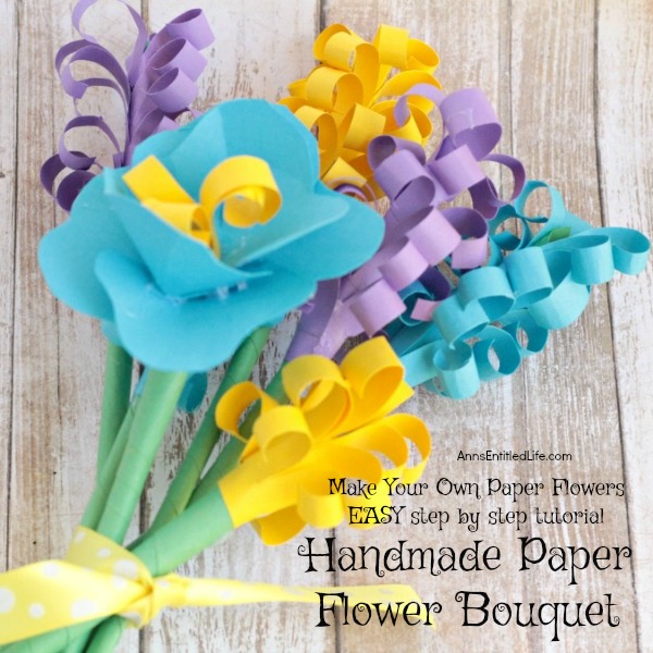 Handmade Paper Flower Bouquet. An easy step by step tutorial on how to make paper flowers at home. Learn to make a beautiful handmade paper flower bouquet today!