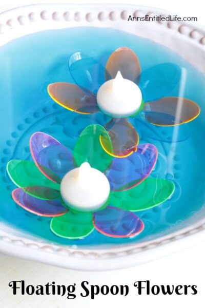 DIY Floating Spoon Flowers. Make your own floating flowers from plastic spoons! These simple to make floating flowers would be perfect to use at a wedding, summer party, in a backyard pool, or to light up in your backyard pond.